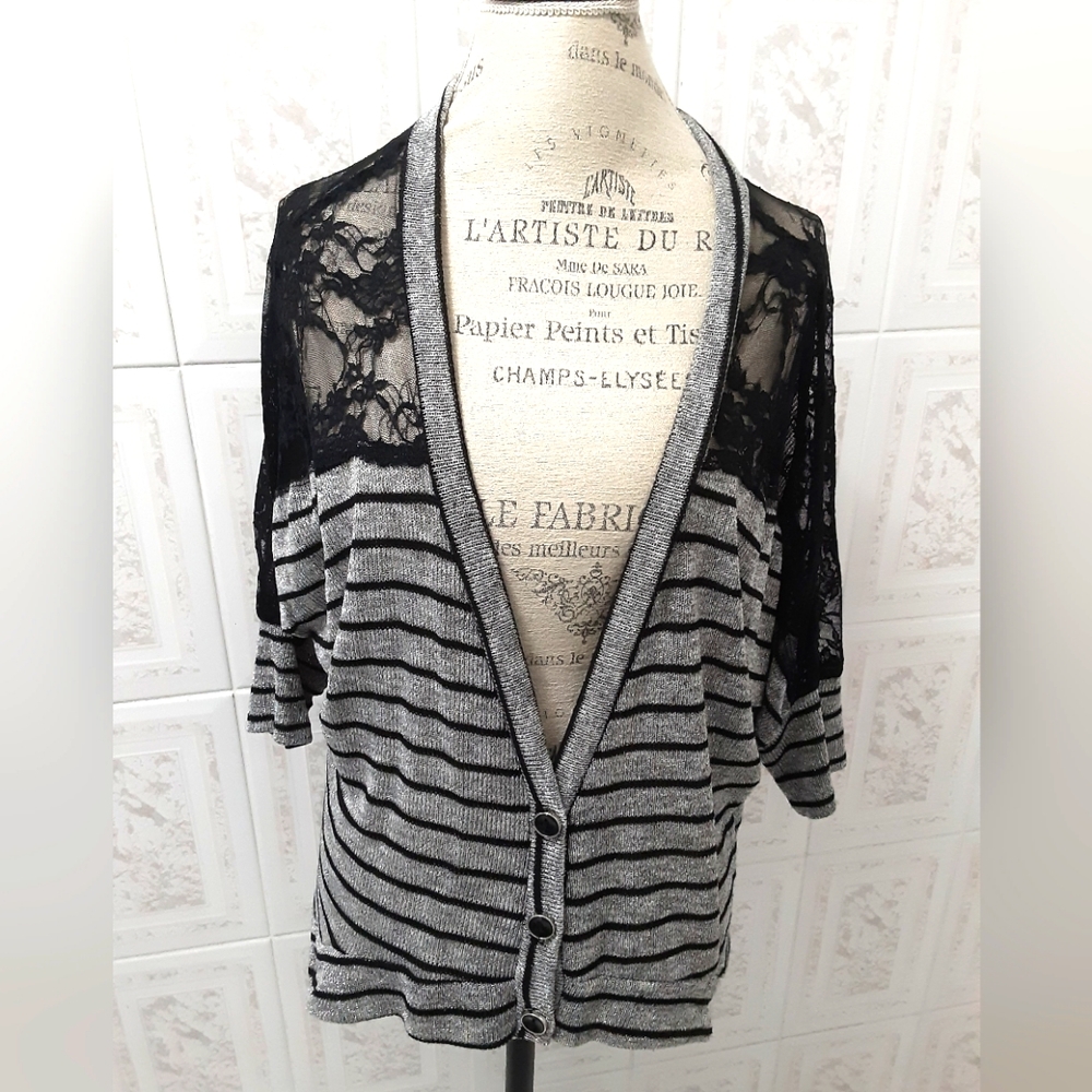 Metallic Lace Cardigan
